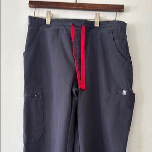 Figs Gray Pants with Red Accents